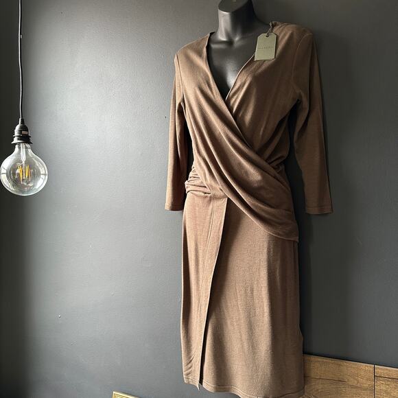 AllSaints Adria Midi Dress in Wren Brown NEW Size Medium - Picture 11 of 12